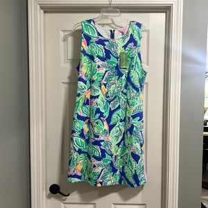 NWT Lilly Pulitzer Mila Shift XL in Beckon Blue Wake Up Call